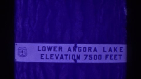 ANGORA LAKES CALIFORNIA-1938: View Of Black And White Lower Angora Lake Elevation Sign