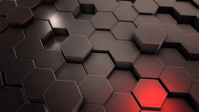 Animated background of bronze hexagons with scarlet illumination