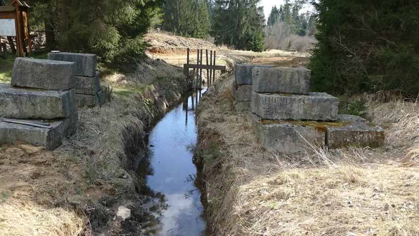 historical Schwarzenberg canal in czech sumava mountains for water transportation of wood
