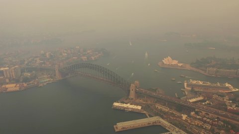 Sydney Covered in Smoke - Flight from Barangaroo to Opera House