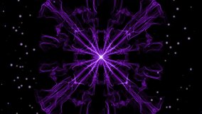 Purple rotating smoke patterns, live fractal with flashing lights on black background, full HD video