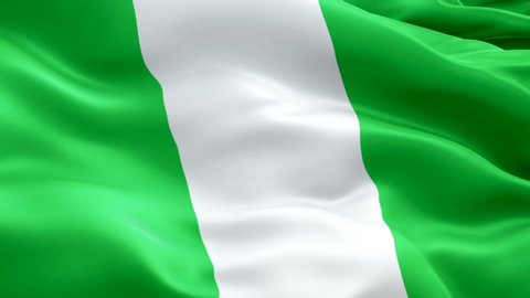 Nigeria flag Motion Loop video waving in wind. Realistic Nigerian Flag background. Nigeria Flag Looping Closeup 1080p Full HD 1920X1080 footage. Nigeria Africa country flags footage video for film,new
