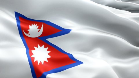 Nepal island flag Motion Loop video waving in wind. Realistic Nepali Flag background. Nepal Flag Looping Closeup 1080p Full HD 1920X1080 footage. Nepal Asian country flags footage video for film,news

