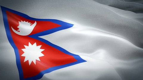 Nepal waving flag. National 3d Nepali flag waving. Sign of Nepal island seamless loop animation. Nepali flag HD resolution Background. Nepal flag Closeup 1080p Full HD video for presentation
