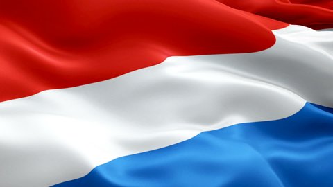 Holland flag Closeup 1080p Full HD 1920X1080 footage video waving in wind. National ‎Amsterdam‎ 3d Holland flag waving. Sign of Netherlands seamless loop animation. Holland flag HD resolution Backgrou