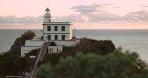 Bacoli bay  Lighthouse at sunset, Gulf of Naples