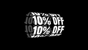 10% OFF Sale. Kinetic Typography Loop 3D Animation. Advertising Animated Banner. Final Sale. Black Friday. Cyber Monday.