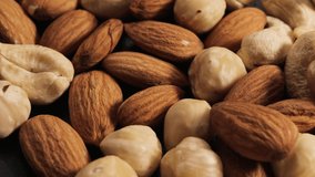 mix of peeled nuts, cashews, almonds, peanuts, hazelnuts, healthy nutrition