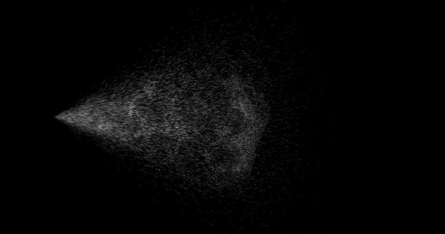 Water spray dust. Spraying mist effect of air gun isolated on black background.