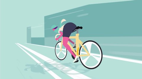 Animation of a cyclist moving fast स्टॉक वीडियो