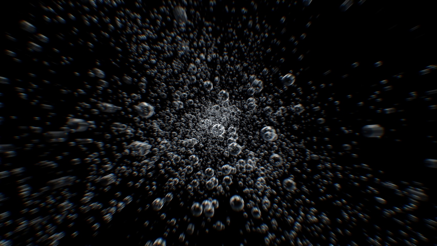 Huge Underwater Explosion of Bubbles on Black and White Backgrounds. 2 Versions Normal and Fast. Beautiful 3d Animation of Air Bubbles Cloud Blast in the Water. 4k Ultra HD 3840x2160. | Shutterstock HD Video #1050620560