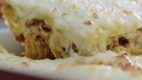 Classic Lasagna With Bolognese And Bechamel Sauce.
