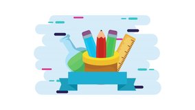 set school supplies with ribbon ,4k video animated - Powered by Shutterstock - Get 15% off with code: PIKWIZARD15