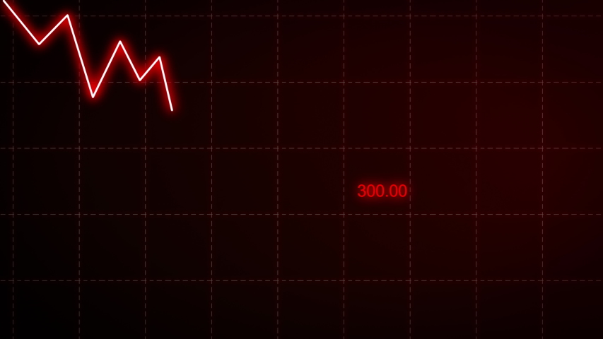 red Stock markets Downtrend dynamic chart on dynamic red background. Concept of financial stagnation, recession, crisis, business crash and economic collapse. Downward trend animation. Royalty-Free Stock Footage #1050685609