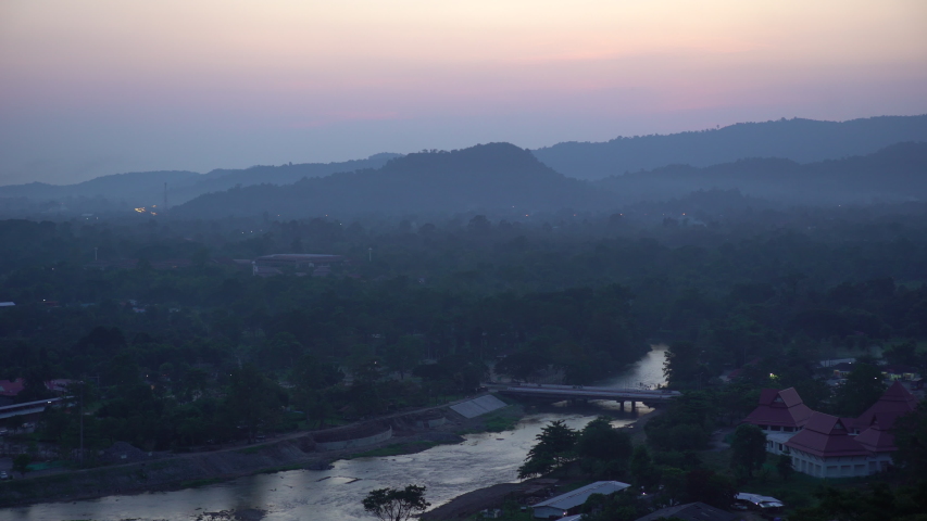 High angle shots River Forest Sunset