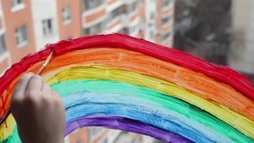 painting rainbow during Covid-19 quarantine at home. Stay at home Social media campaign for coronavirus prevention, let's all be well, hope during coronavirus pandemic concept centaurus, omicron - Powered by Shutterstock - Get 15% off with code: PIKWIZARD15