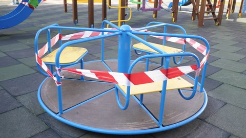 closed playground and sports ground due to quarantine COVID-19 Coronavirus. Prevent measures to avoid pandemic lockdown