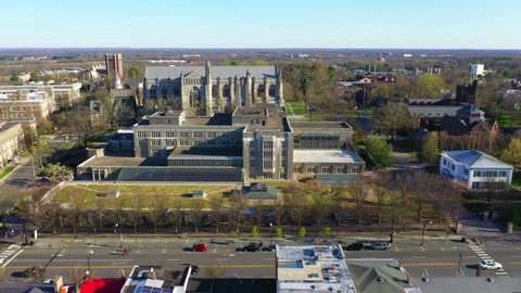 Princeton, NJ/United States - April 6, 2020: This video shows beautiful Views of Princeton University campus which is closed due to Coronavirus.