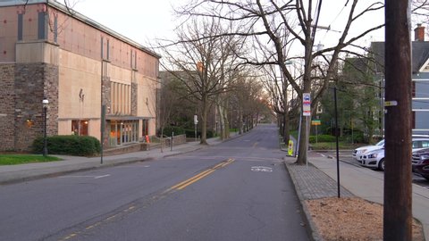 Princeton, NJ/United States - April 6, 2020: The Stores and Restaurants on Princeton’s Nassau Street are Closed Due to Coronavirus.