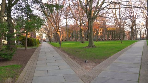 Princeton, NJ/United States - April 6, 2020: The Streets of Princeton University Campus are Nearly Empty Due to Coronavirus.