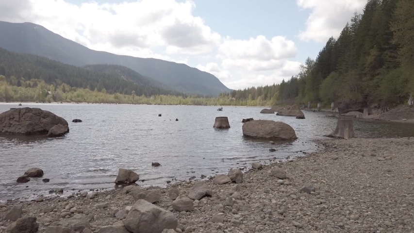 An establishing still shot view of Rattlesnake Lake, located in North Bend, Washington.