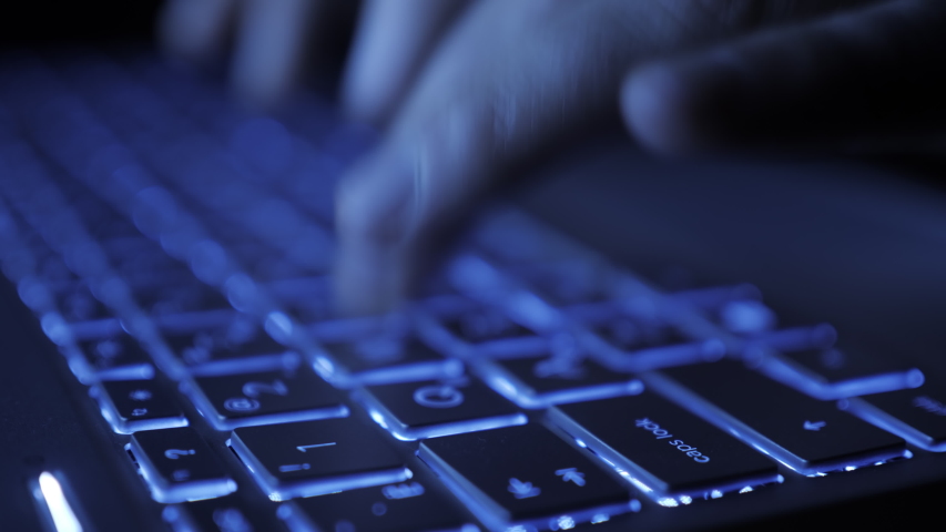 Man Writes Message to Social Network. Computer Hacker Typing Code Virus PC on Keyboard Late Night Working. Journalist Writes Article in Media. Working on Laptop, Typing on Keyboard, Modern Business. | Shutterstock HD Video #1050743164