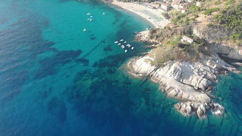 Sant'andrea Beach in elba island with drone