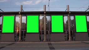 Blank, green screen chroma key frame crowded place with cars, traffic. Mock up for advertisement, billboard.  - Powered by Shutterstock - Get 15% off with code: PIKWIZARD15