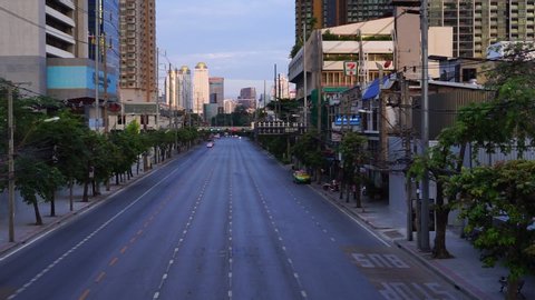 BANGKOK, THAILAND-APRIL 19: New Phetchaburi road  during outbreak of Covid 19 on April 19,2020 in Bangkok, Thailand.Thailand.