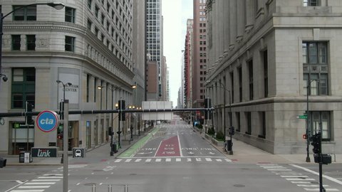 Chicago's Washington Blvd. among the empty streets during Stay at Home mandate/Pandemic 2020.
