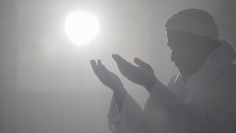 muslim man praying in mosque. cinematic shot. Izmir, Buca 2 august 2019 Turkey. 
