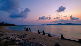 Timelapse video of seascape with sunrise in the morning in Pattaya, Thailand.