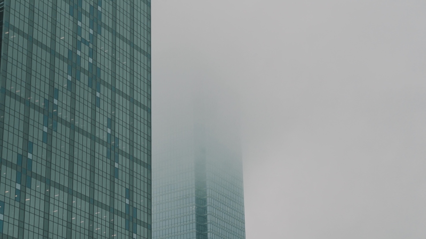 Dallas Texas buildings in the morning fog