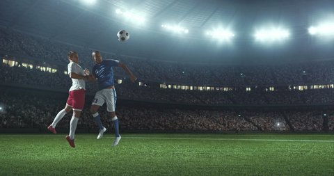 Soccer player shows great skills during the game on a professional soccer stadium. Stadium and crowd are made in 3d and animated.