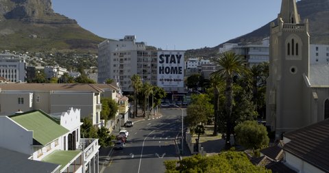 Covid-19 Lockdown Empty Street Aerial in Cape Town South Africa