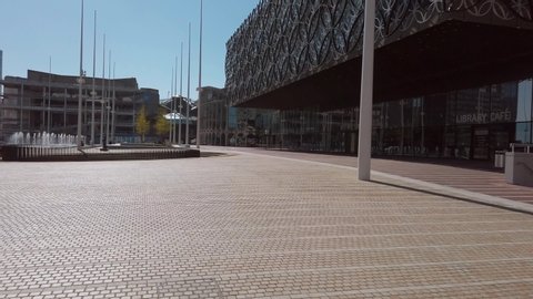 BIRMINGHAM, UK - 2020: The empty city centre streets of Birmingham during coronavirus lockdown