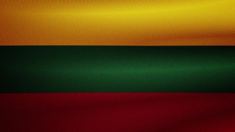 The national flag of lithuania seamless loop animation of the lithuania flag. Highly detailed realistic 3D rendering.