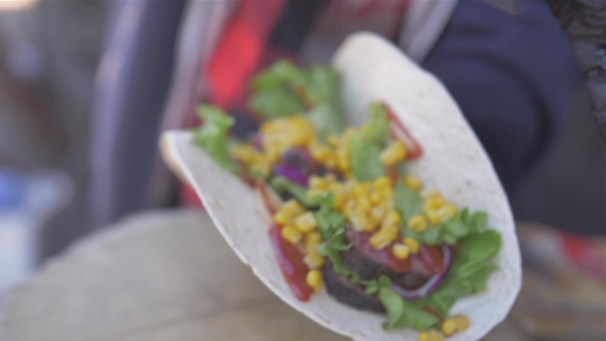 preparing Mexican food with rubber shells