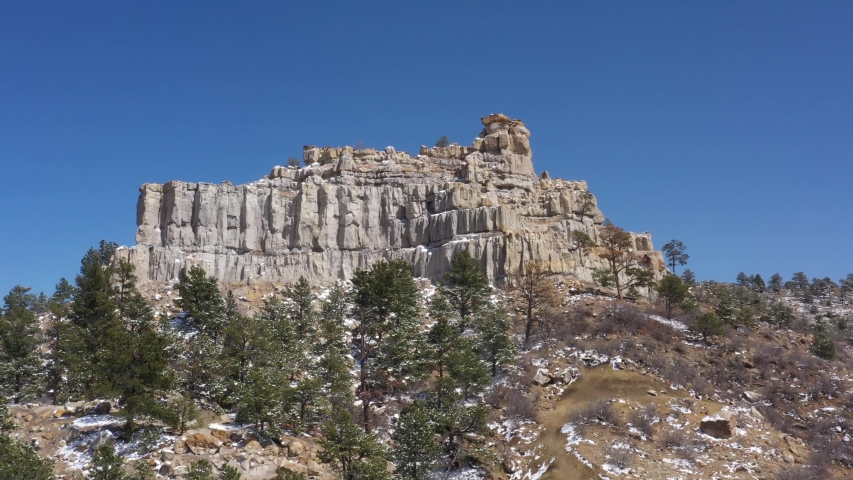 Colorado Springs Rocky Mountains Pikes Peak Snowy Winter Aerial 4K