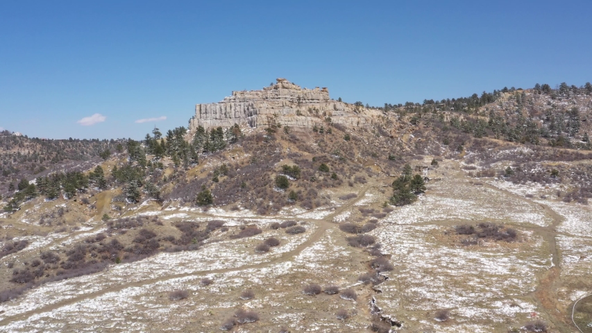 Colorado Springs Rocky Mountains Pikes Peak Snowy Winter Aerial 4K