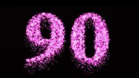 Ninety firework celebration number or pink neon celebration. Ninetieth birthday or anniversary party sparkles - video animation - Powered by Shutterstock - Get 15% off with code: PIKWIZARD15