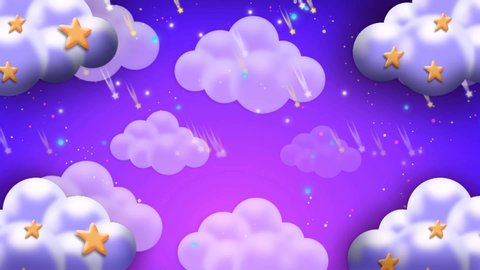 beautiful clouds and shooting stars, loop motion background 4K.