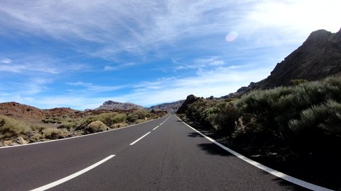 POV Driving on road TF21, Tenerife (Canary Islands) to the mount Teide