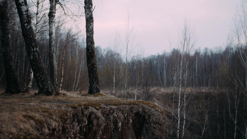 The young woman is coming to the ravine