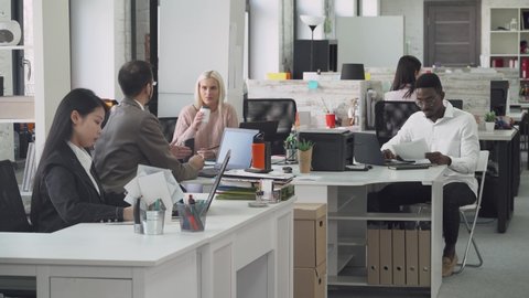 modern international office working communicate open Stock Footage ...