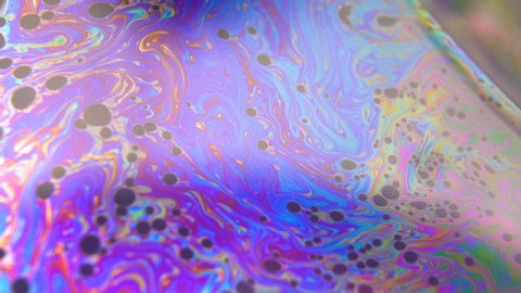 Purple and Blue colored fluid flowing moving creating Bubbles. Abstract fantasy background