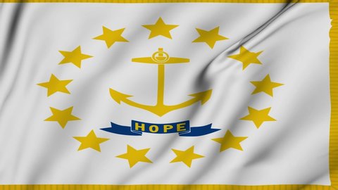 state of Rhode Island flag is waving 3D animation.Rhode Island flag waving in the wind. National flag of Rhode Island. flag seamless loop animation. 4K