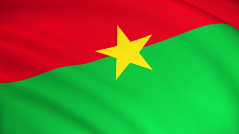 Burkina Faso National Flag - 4K seamless loop animation of the Burkinese flag. Highly detailed realistic 3D rendering