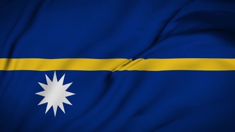 Nauru flag is waving 3D animation. Nauru flag waving in the wind. National flag of Nauru. flag seamless loop animation. 4K