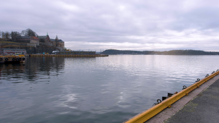 Time-lapse in Oslo, looking out over the water to Hovedøya island.
